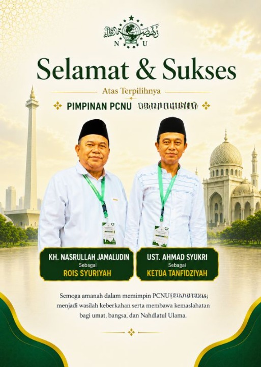 PCNU  Pengurus Cabang Kabupaten Jembrana Rois Syuriyah KH Nasrullah Jamaludin dan Ketua Tanfidziyah Ust Ahmad Syukri